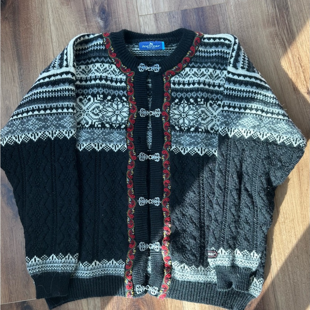 Nordic-Inspired Black and White Cardigan